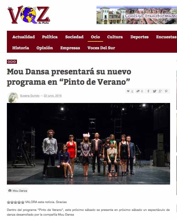 Mou Dansa presentará su nuevo programa en “Pinto de Verano”